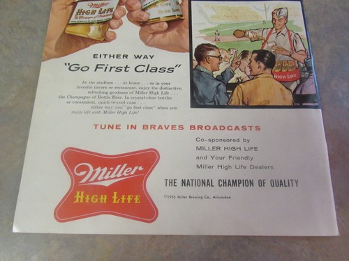 1956 MILWAUKEE BRAVES VS. BROOKLYN DODGERS PROGRAM & SCORECARD - Picture 6 of 9