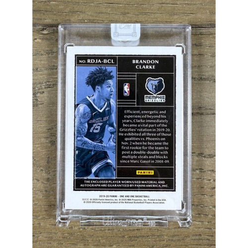 2019-20 Panini One and One Rookie Dual Jersey Auto Purple Brandon Clarke RC /35 - Picture 2 of 3