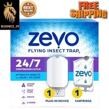 Zevo Flying Insect Trap Full Size - 1 Plug In Device & 1 Refill Cartridge