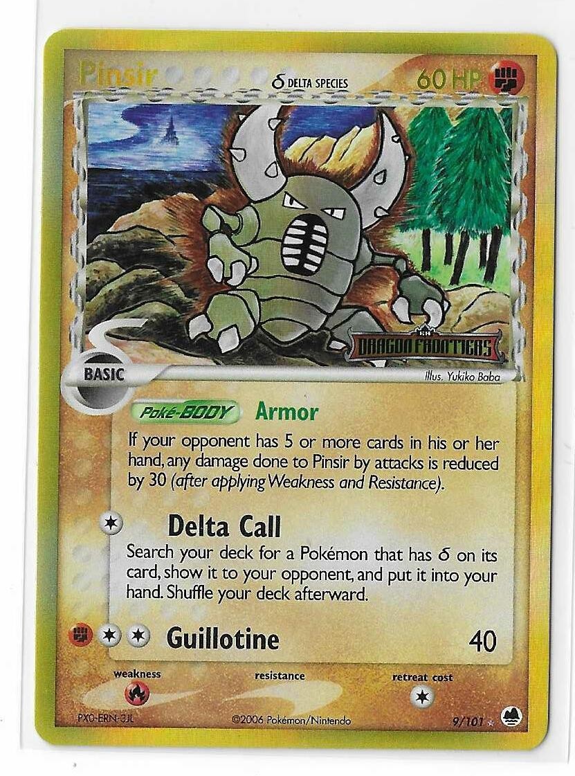 Pinsir 9/101 EX Dragon Frontiers Reverse Holo Stamped Pokemon TCG Card NM