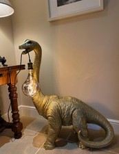 HUGE Brachiosaurus Dinosaur Floor Lamp - Gold Colour - H102cm - Quirky Fun Light