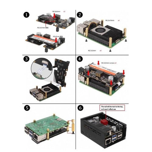 X1012 PCIe to M.2 POE NVMe SSD and POE Shield for RPi 5 M.2 NVMe SSD Ethernet - Afbeelding 7 van 10