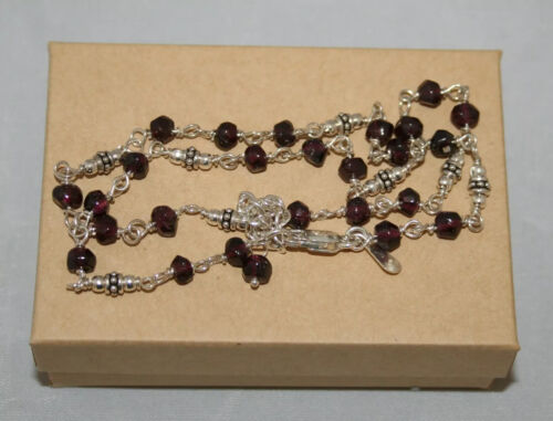 Silpada Sterling Silver Faceted Garnet Bead Station Necklace N1053 16" - 18" - Picture 3 of 3