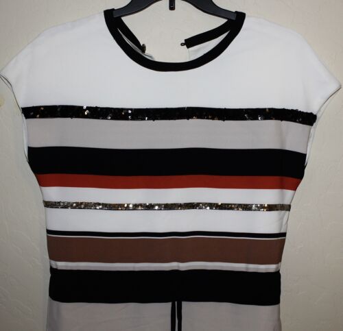 DKNY Womens Ivory Stripe Short Sleeves Casual Dress, Size XS - Picture 4 of 12
