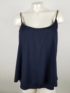 Michael-Kors-Black-Chain-Solids-Layed-Swimwear-Tankini-Top-M-NWT