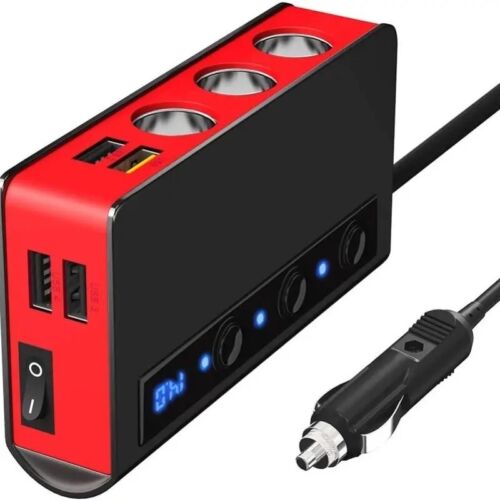 180W High-Power Car Charger With One Car Plug Socket, Featuring Voltage Display