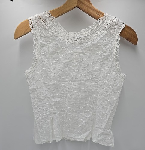 NWT Simple Retro Esme Coquette White Lace Trim White Blouse Cottagecore Cotton M - Picture 10 of 16