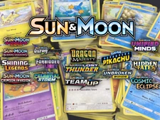 Pokémon Card Lot Sun & Moon Era Sets 2017 - 2019 C, U & Rare 80 Total
