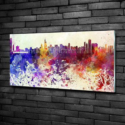 Acrylglas-Bild Wandbilder Druck 100x50 Deko Sehenswürdigkeiten Buntes Chicago