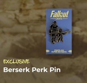 FALLOUT “BERSERK PERK PIN” SUPER MUTANTS Theme Loot Crate Gaming Exclusive