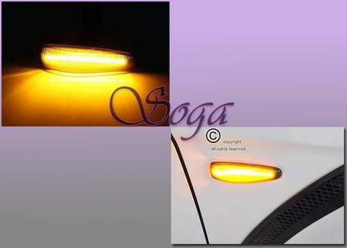 FOR MITSUBISHI LANCER EVO X AMBER LED FRONT BUMPER CLEAR SIDE MARKER LIGHTS PAIR - Picture 2 of 2