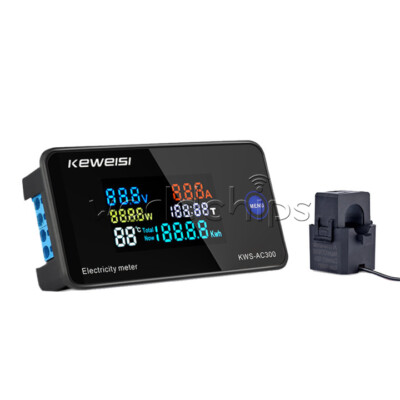 AC50-300V Color Display Digital Voltmeter Current Power Temperature Energy Meter