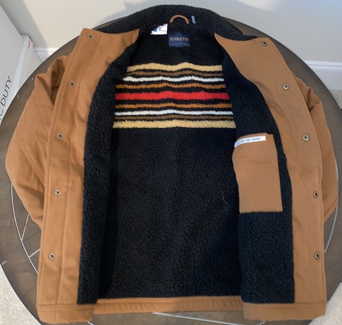 Pendleton Men’s Jacket Size Medium Sherpa Lined NWOT Brown Winter - Picture 2 of 8
