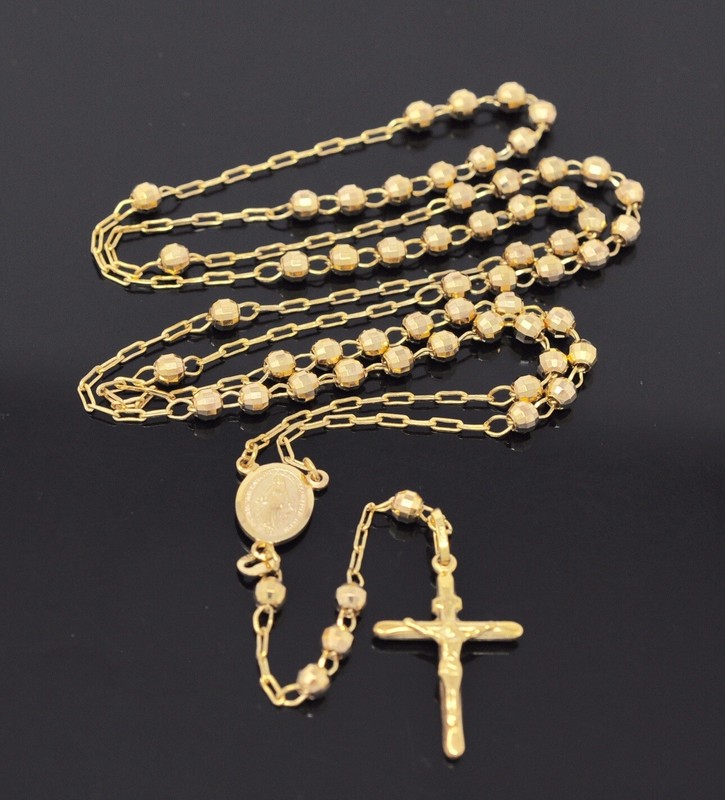 13.10 grams 14k solid yellow gold Rosary necklace 24  inches #11239