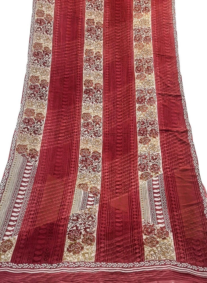 Чистый шелк сари индийский винтажный сари Georgette Chinon напечатано ткани PGS1606 - Изображение 2 из 4