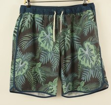 Fair Harbor Men's XL x 8" Blue Green Floral Lined Hybrid Swim Board Shorts