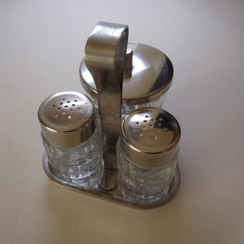 N25.117 métal verre serviteur condiments moutarde sel poivre art table France - Imagen 3 de 24
