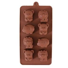 8 Animals Lion Bear Hippo Silicone Mould Chocolate Fondant Jelly Ice Cube Mold