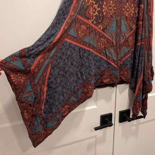 FREE PEOPLE Bedouin Traveler Maxi Skirt Bohemian Paisley Handkerchief Scarf - Picture 5 of 11