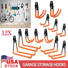 12 Pack Garage Storage Hooks Steel Tool Hangers for Garden Ladder Bike Organizer