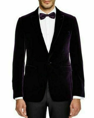 Uomo Viola Fumare Giacca Design Elegante Lusso Festa Matrimonio Indossare  Blazer | eBay