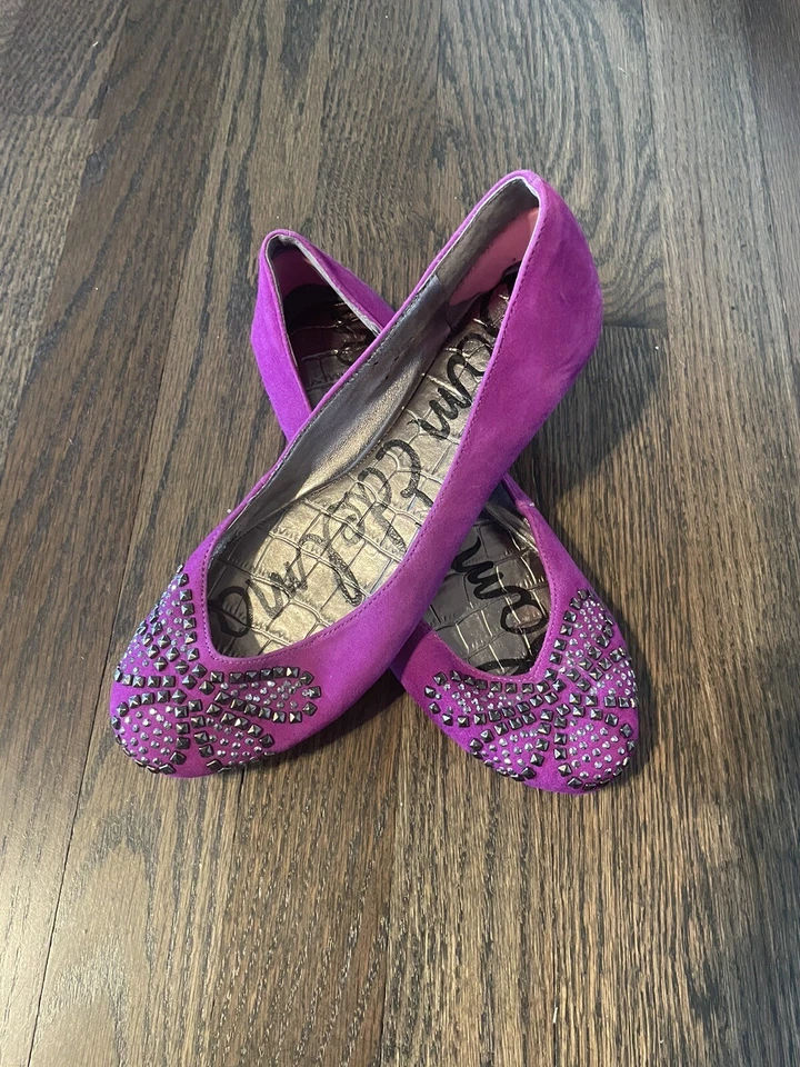 Sam Edelman Charleen балетки туфли 6 M с заклепками кожи замши фуксии - Изображение 2 из 4