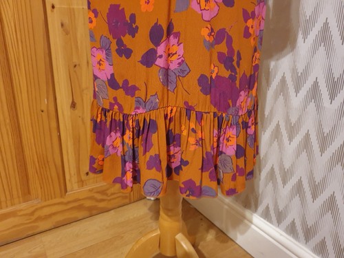 DIXIE VINTAGE INSPIRED RETRO FRILL HEM FLORAL 3/4 SLEEVE DRESS UK 12 RRP £145 - Picture 3 of 24