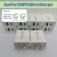 Dual Port USB A &Type C PD Plug USB C Fast Charging Cube For i-Phone Samsung Lot