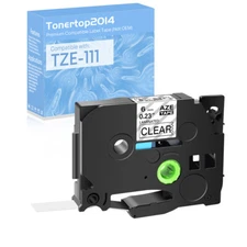 Black on Clear Tape for Brother P-touch Label Maker TZ-111 TZe111 PT-1130 1/4"