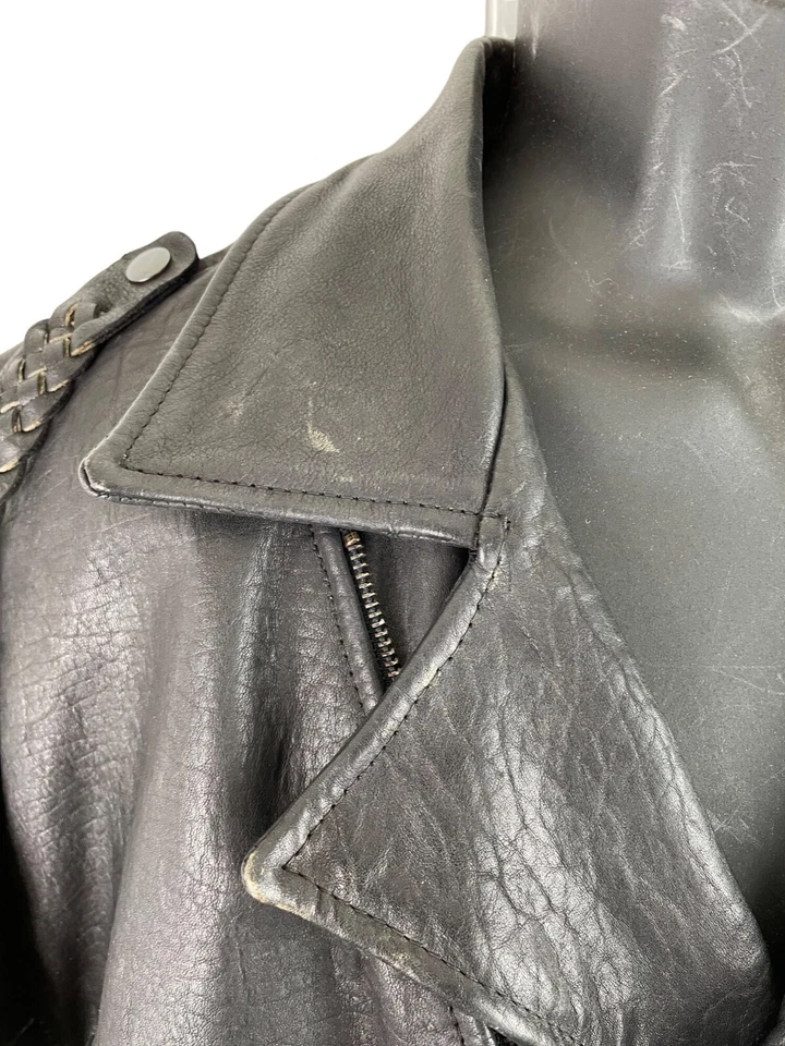 Vulcan Motorcycles Ripples Black Belted Lined Motorcycle Jacket Mens Size Large - Image 4 of 4