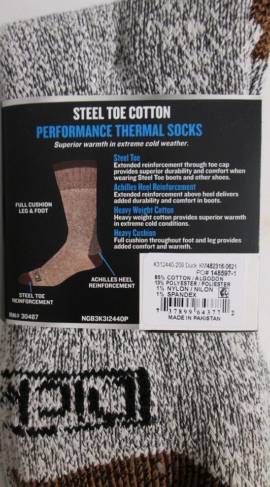 3 pares de calcetines Dickies Performance acolchados térmicos de peso pesado a media pantorrilla para hombre Foto 3 de 4