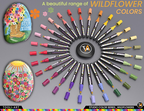 28 Wildflower Colors Acrylic Paint Pens Studio Color Series Markers Set 3Mm Medi - Picture 3 of 9