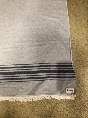 Oeko-Tex Standard 100 Scarf throw wrap table Fringe Cotton blue/gray 66" X 35" - Picture 7 of 7