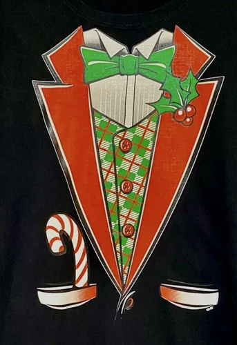 NEW mens tuxedo tshirt size M Black Holiday Christmas party short sleeve shirt image 10