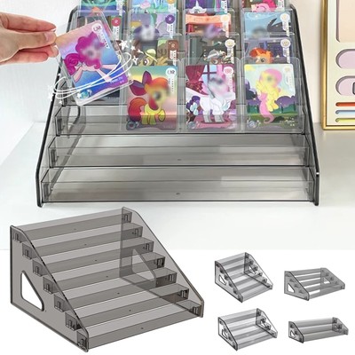 Gray Durable Acrylic Collector Card Display Stand Rack Shelf For Trading Cards