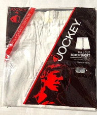 New 1987 JOCKEY Mens Boxer Short White Cotton Full Cut Underwear sz 30 USA 1