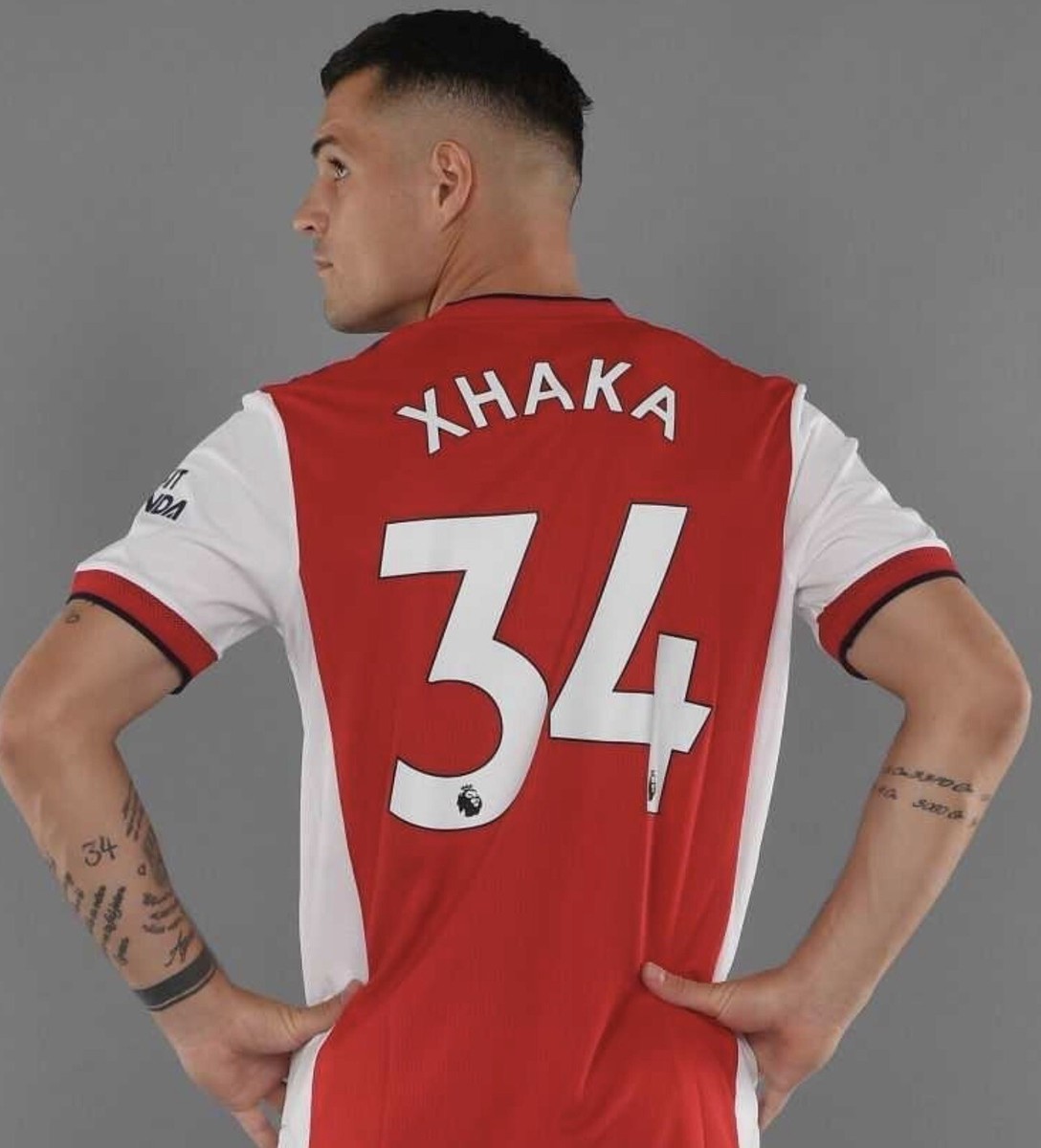 Arsenal XHAKA #34 EPL home name print and number 2018/22 Premier