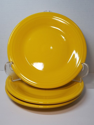 3er Set Fiesta Narzisse 10,5 Zoll Fiestaware Essteller Homer Laughlin gelb