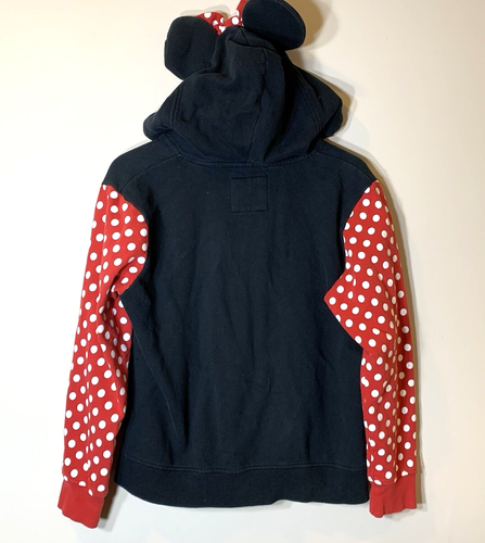 Disney Parks Hoodie Sweatshirt Womens Minnie Mouse Ears Bow Polka Dots Black Red - Picture 5 of 11