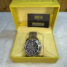 Invicta Bolt Chronograph Men’s Black Dial Stainless Steel Watch 32372 Silver New