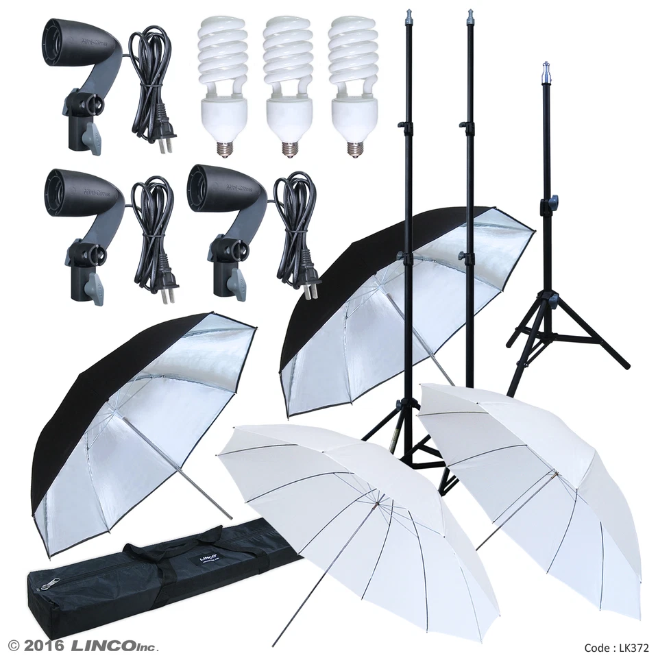 Linco Lincostore Photo Studio Umbrella Photography Lights lighting Kit LK372 - Image 2 of 4