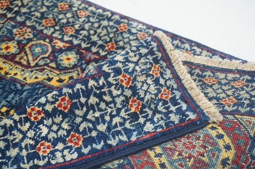 2 x 5 ft Navy Blue Turkish Mamluk Fine quality Hand knotted Medallion Runner Rug - Picture 11 of 14