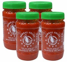 [ 4x 245g ] FLYING GOOSE Sambal Oelek Chilipaste mit extra Knoblauch
