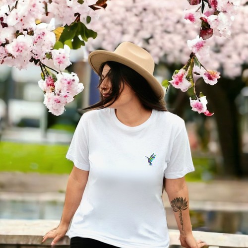 Kolibri besticktes T-Shirt, besticktes Vogel T-Shirt, besticktes Vogel T-Shirt. - Bild 22 von 22