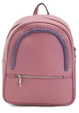 Mia Tomazzi Antique Rose Leather Backpack W/ Braided Detail, Made In Italy, Nwt