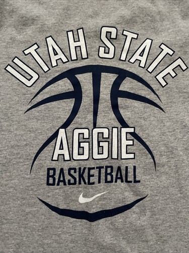 Nike Utah State Aggies Basketball Shirt Adult S Gray Short Sleeve Vintage - Picture 2 of 5