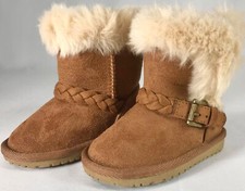THE CHILDREN'S PLACE Boots Brown Faux Fur Suede Slip On Girl's Sz 5 Toddler EUC