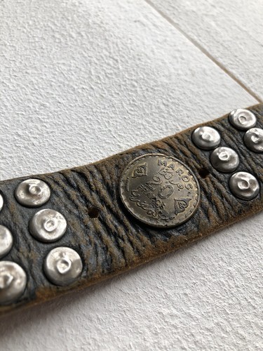 Vintage Y2K OS White Leather Studded Rhinestone Belt Archive Boho Rodeo Glamour - Picture 10 of 12