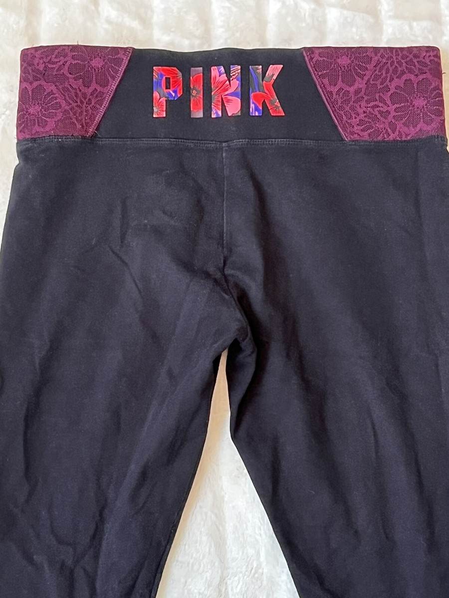 Victoria's Secret Pink Leggings Gray Logo Waistband A