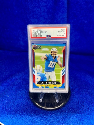 2021 Score 🏈 233 Justin Herbert DOTS RED #/460 💎 PSA 10 GEM MINT 🔥 POP 3! 🔥 - Bild 3 von 8